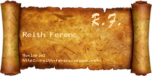 Reith Ferenc névjegykártya